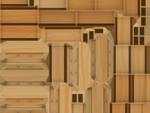 Cartoon tables pallet and box 3D Модель