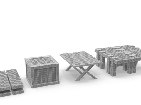 Cartoon tables pallet and box 3D Модель