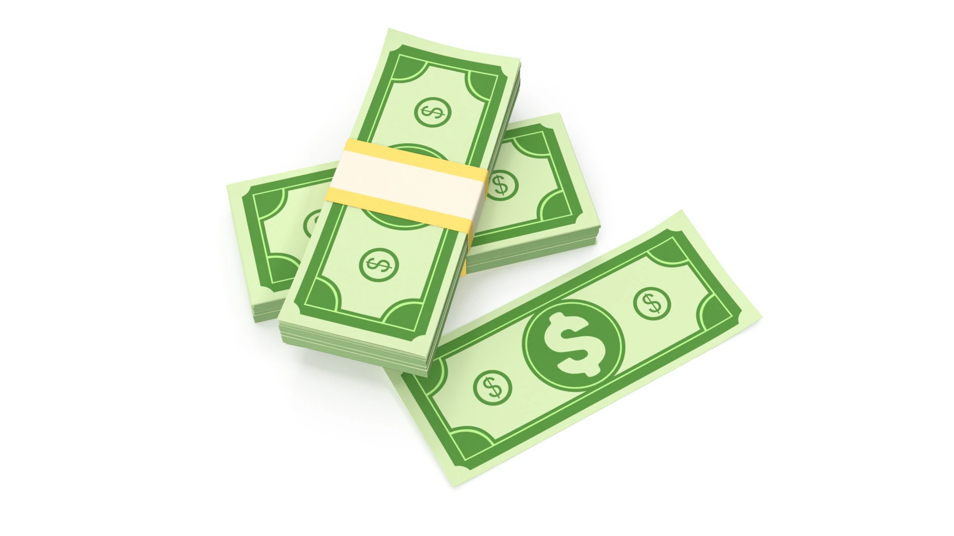 Stylized wad of money 3D Model .c4d .max .obj .3ds .fbx .stl .blend