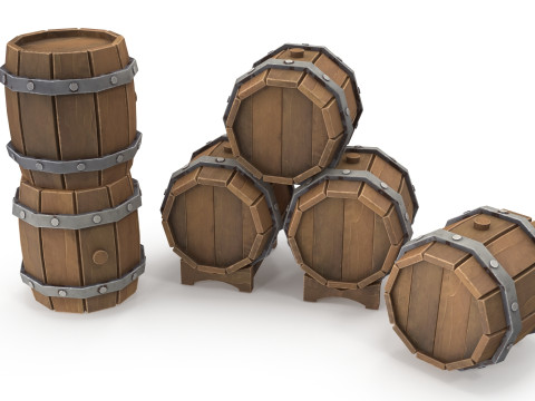 Stylized barrels 3D Model