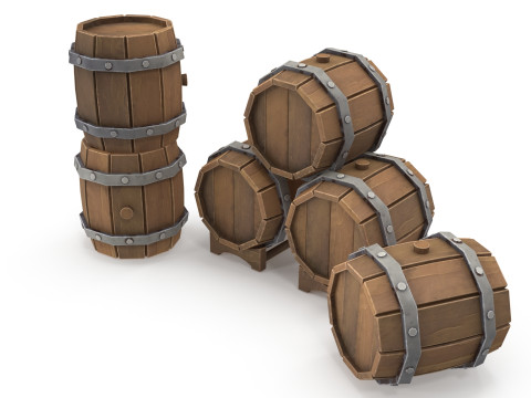 Stylized barrels Model 3D