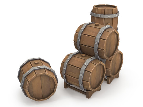 Stylized barrels Model 3D