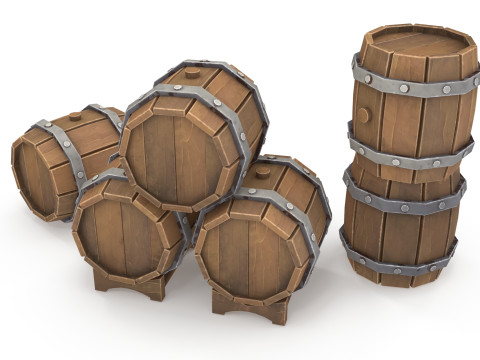 Stylized barrels Model 3D