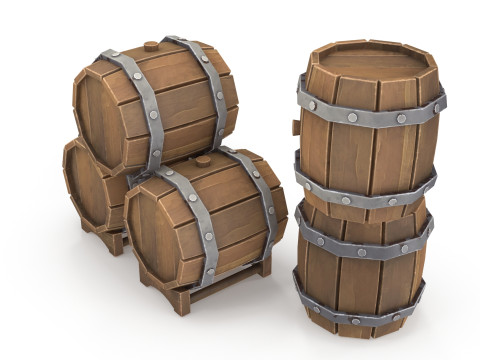 Stylized barrels Model 3D