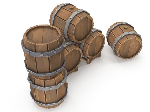 Stylized barrels Model 3D