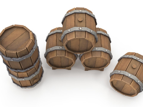 Stylized barrels Model 3D