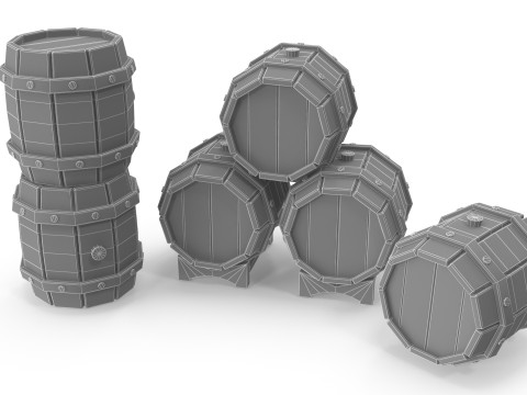 Stylized barrels Model 3D