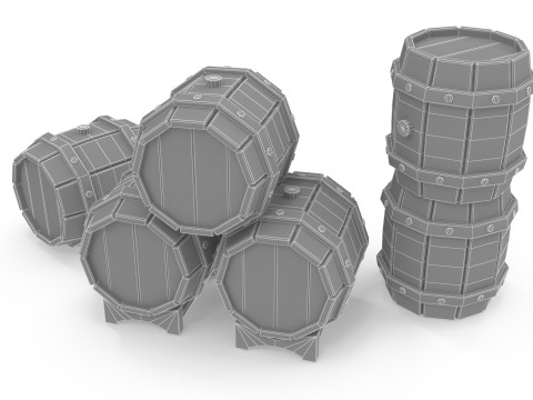 Stylized barrels Model 3D
