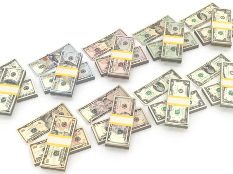 Stacks of dollars 3D Model