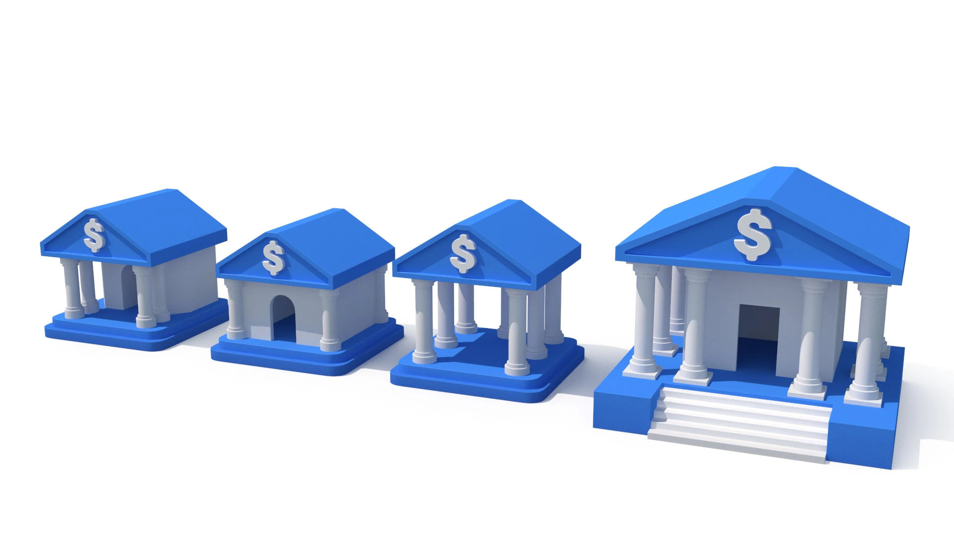 Cartoon banks 3D Model .c4d .max .obj .3ds .fbx .stl .blend 