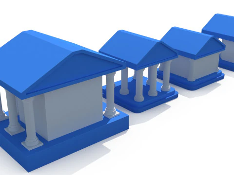 Cartoon banks 3D Model