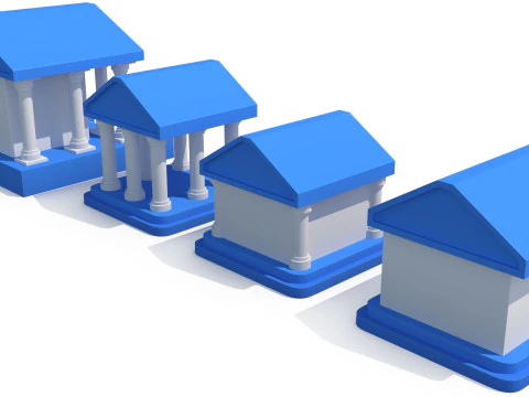 Cartoon banks 3D Model