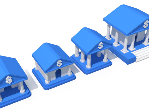 Cartoon banks 3D Model