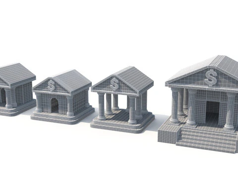 Cartoon banks 3D Model