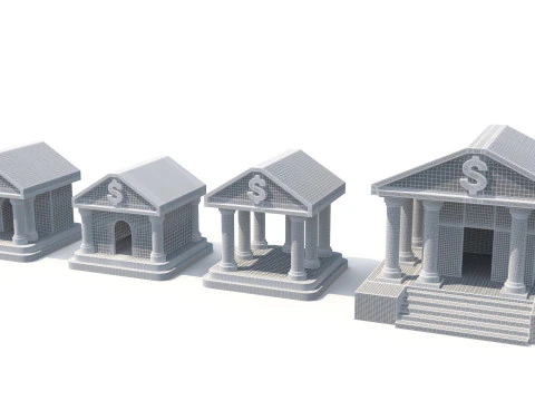 Cartoon banks 3D Model