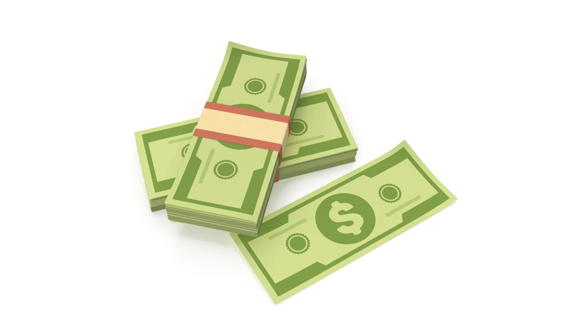 Stylized wad of money 3D Model .c4d .max .obj .3ds .fbx .stl .blend 