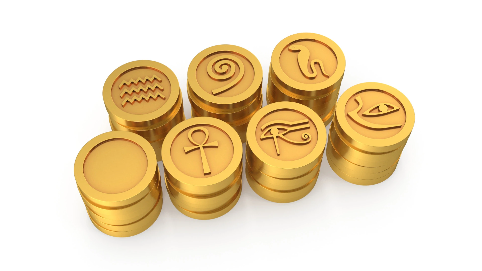 Coins Egypt 3D Model .c4d .max .obj .3ds .fbx .stl .blend