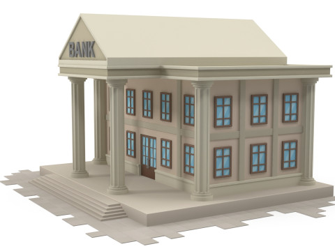 Cartoon bank 3D-Modell