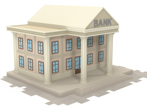 Cartoon bank 3D-Modell