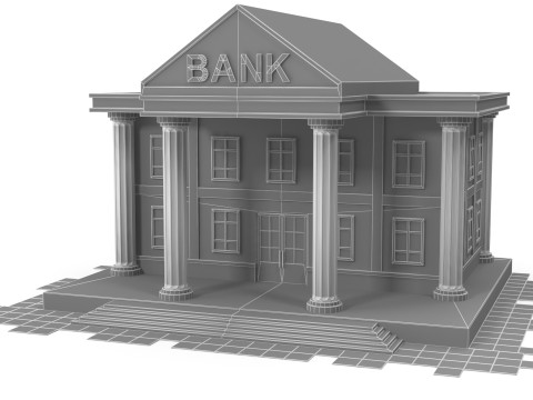 Cartoon bank 3D-Modell