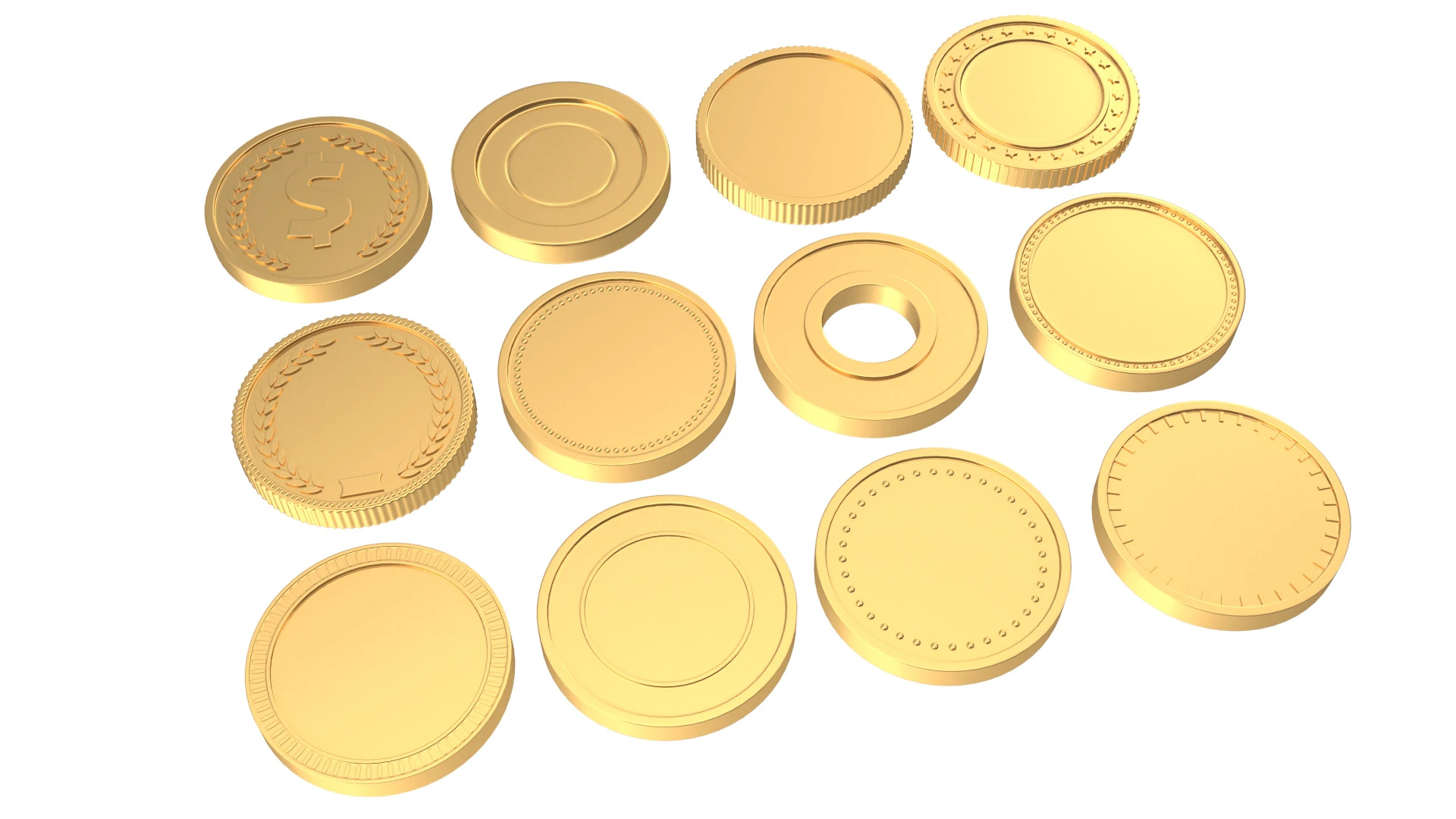 Coins 3D Model .c4d .max .obj .3ds .fbx .stl .blend 