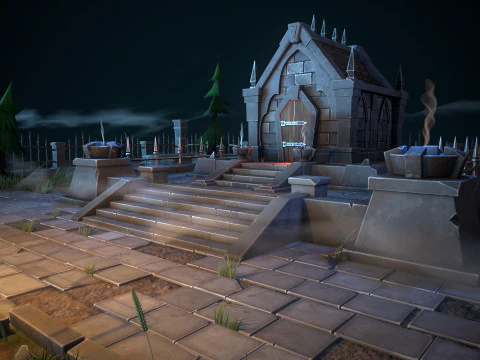 Stylized graveyard 3D Model