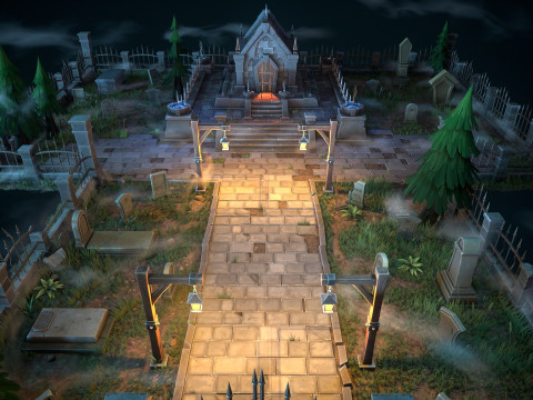 Stylized graveyard 3D Model