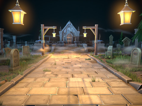 Stylized graveyard 3D Модель