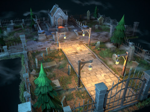Stylized graveyard 3D Модель