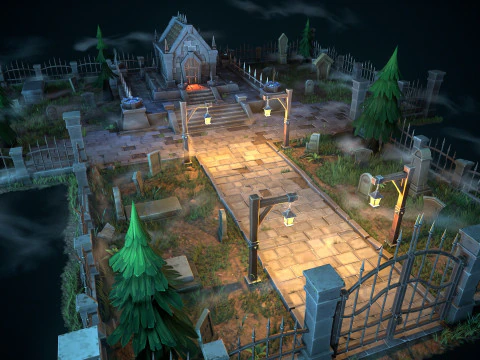 Stylized graveyard 3D Model