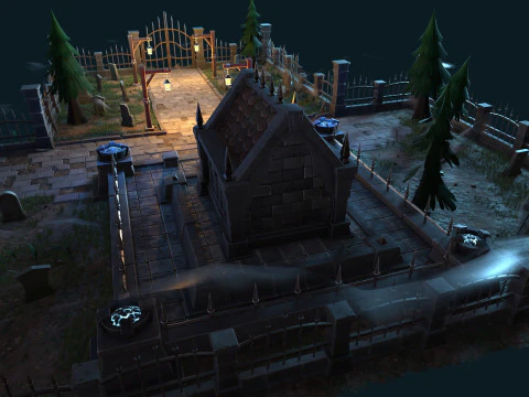 Stylized graveyard 3D Model
