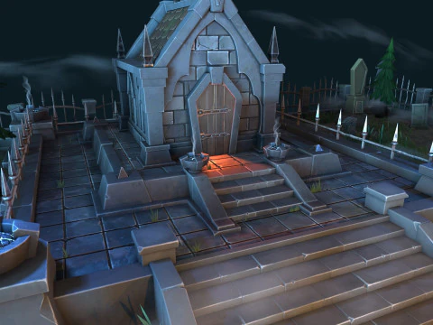 Stylized graveyard 3D Model