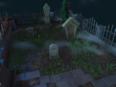 Stylized graveyard 3D Model