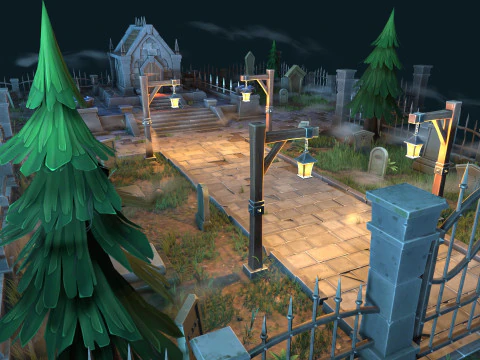Stylized graveyard 3D Model