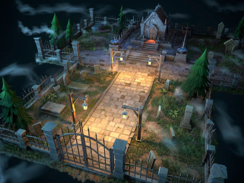Stylized graveyard 3D Model