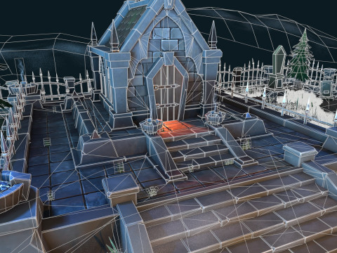 Stylized graveyard 3D Модель