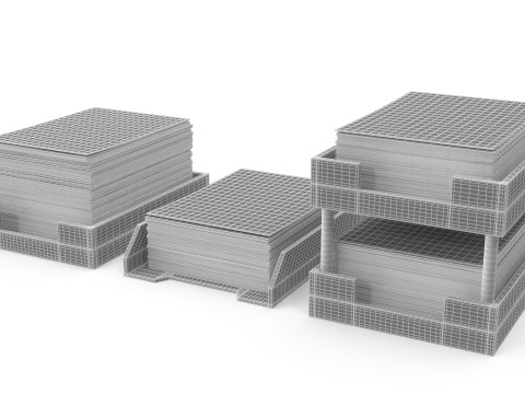 Stylized Paper Stacks 3D Model