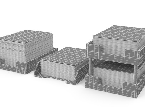 Stylized Paper Stacks 3D Model
