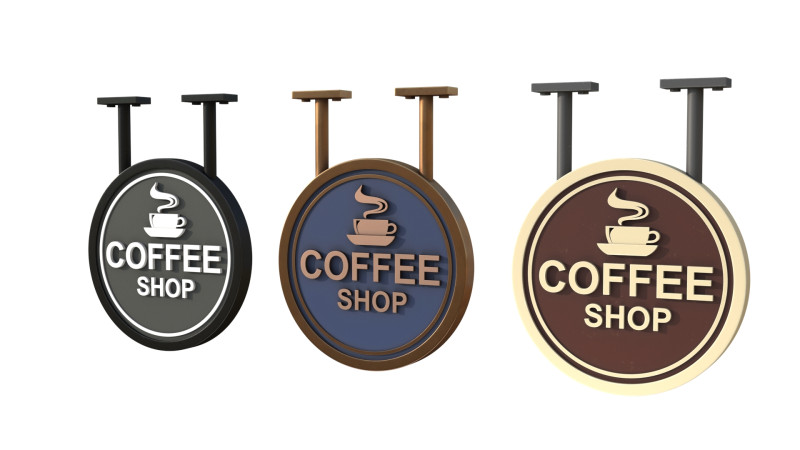 Signboards coffee shop Model 3D .c4d .max .obj .3ds .fbx .stl .blend