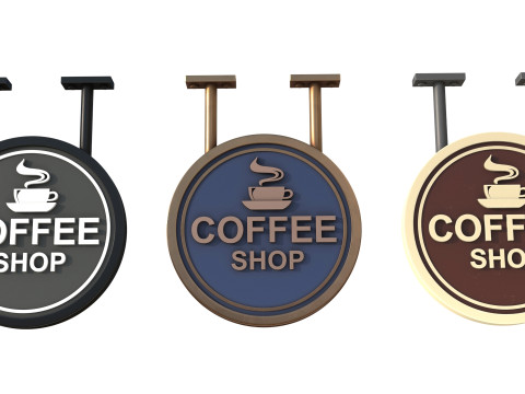 Signboards coffee shop Model 3D