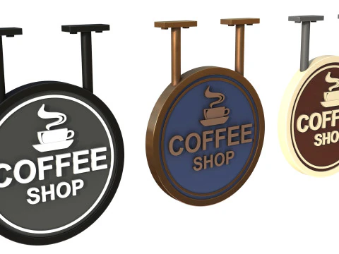 Signboards coffee shop 3D Model
