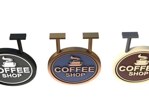 Signboards coffee shop Model 3D
