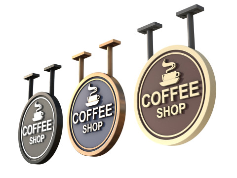 Signboards coffee shop Model 3D