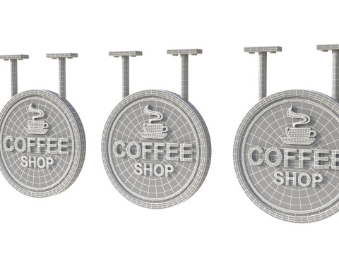 Signboards coffee shop Model 3D