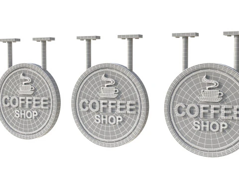 Signboards coffee shop 3D Model