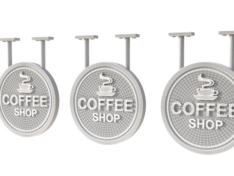 Signboards coffee shop Model 3D