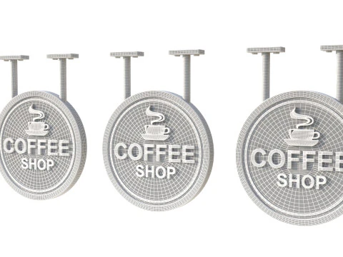 Signboards coffee shop 3D Model