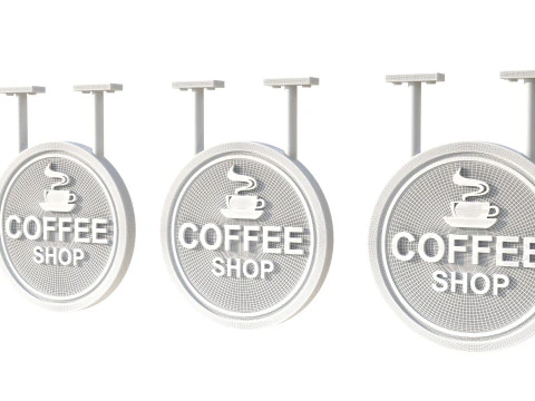 Signboards coffee shop 3D Model