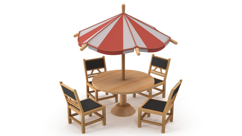 Table and stools 3Dモデル .c4d .max .obj .3ds .fbx .stl .blend