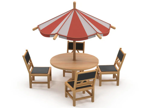 テーブルとスツール 3Dモデル